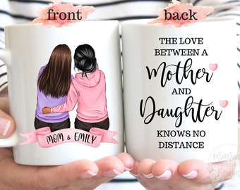 Personalized Long Distance Mothers Day Mug, Custom Mom Mug, Birthday Gift From Daughter, Long Distance Gift, Custom Mom And Daughter Gift