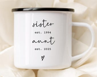 Taza de café personalizada para tía, anuncio de embarazo de tía, regalo para futura tía (2025), revelación de bebé personalizada para hermana, ascenso a tía