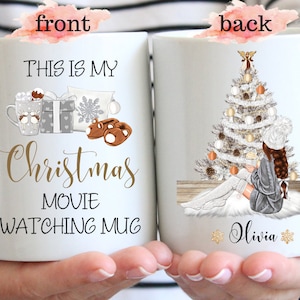 This Is My Christmas Movie Watching Mug, Custom Christmas Mugs, Best Friend Christmas Gift, Funny Christmas Mugs For Her, Holiday Coffee Cup image 1