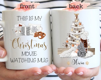 This Is My Christmas Movie Watching Mug, Custom Christmas Mugs, Best Friend Christmas Gift, Funny Christmas Mugs For Her, Holiday Coffee Cup