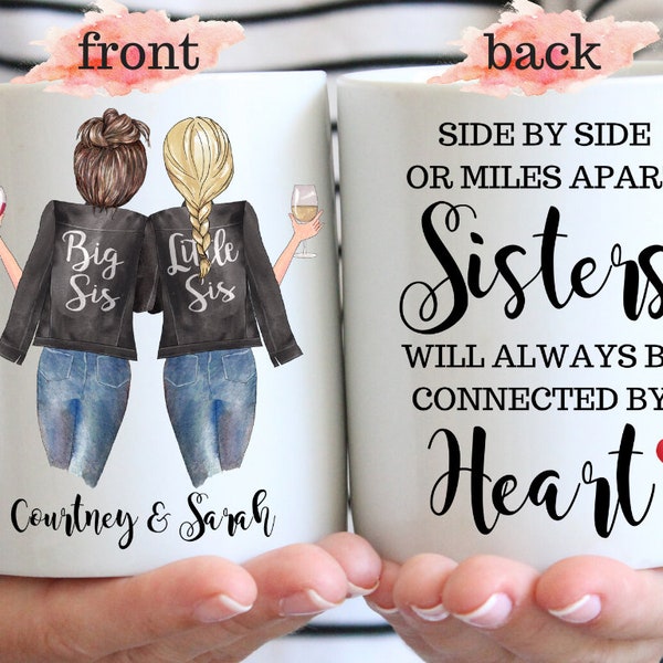 Custom Sisters Mug, Best Sister Gift, Sister Moving Away Mug, Long Distance Sisters Gift, Sisters Birthday Gifts, Big Sister Little Sister