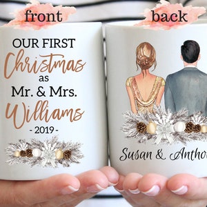 First Christmas Married Mug, Our First Christmas As Mr And Mrs, Custom First Year Married Mugs, Couple Christmas Gift, Wife And Husband Gift