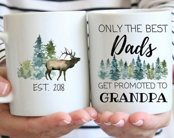 Only The Best Dads Get Promoted To Grandpa Mug, New Grandpa Gift, Pregnancy Announcement Mug, Grandpa To Be Mug, Pregnancy Reveal Mug