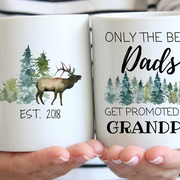 Only The Best Dads Get Promoted To Grandpa Mug, New Grandpa Gift, Pregnancy Announcement Mug, Grandpa To Be Mug, Pregnancy Reveal Mug