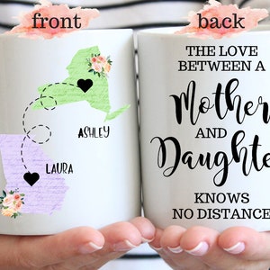 Custom State To State Mug: Mother Daughter Long Distance Gift