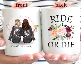 Ride Or Die Coffee Mug, Best Friend Mug, Sister Mug, Custom Friendship Mug, Best Friend Birthday Gift, Custom Girls On Mug, Bestie Gift, Bff