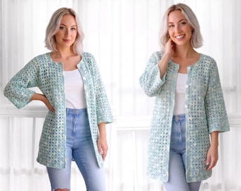 LUNA Raglan Cardigan - Simple Crochet Sweater Pattern - Modern Top-Down Cardigan for Women - Beginner Friendly Crochet PDF