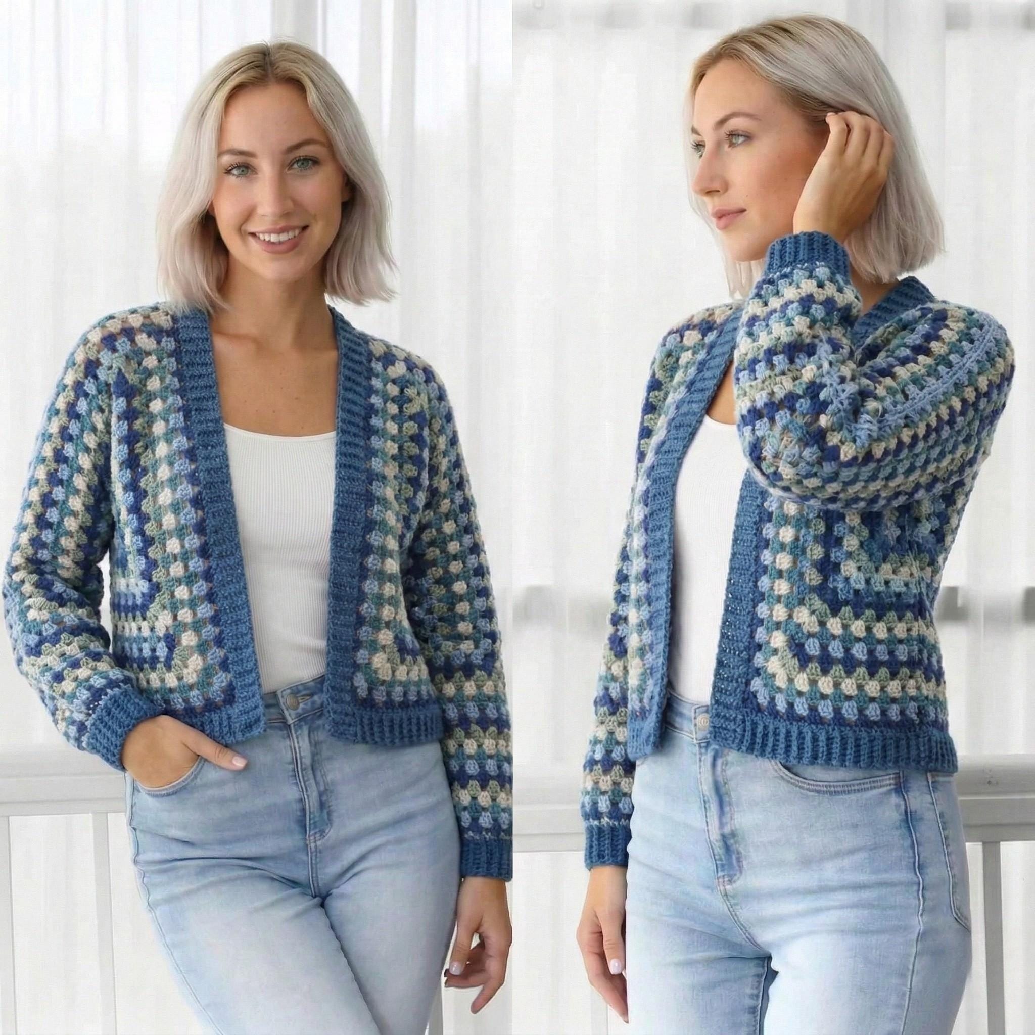 AZURE Hexagon Cardigan Crochet Pattern – Women's Granny Sweater
