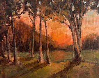 The Setting - 6x6 inches - ORIGINAL Landscape Painting