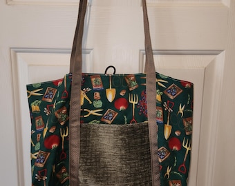 HEAVY DUTY Market Tote mix match CHOICE of theme: cats, gardening, cooking, skulls roses, wild animals