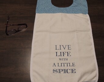 Blue & Cream Spice of Life Adult Bib - Clothing Protector - Shirt Saver - Teens - Special Needs - Dignity - hospital bib