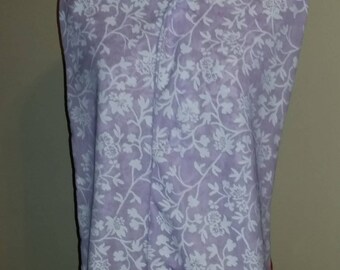 Adult Clothing Protector, Shirt Saver, Dining Scarf - White Floral Vine on Lavender purple flowers