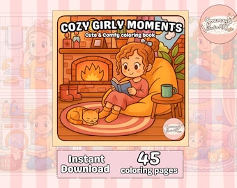 Libro para colorear "Momentos de chicas acogedoras", 40 páginas imprimibles (PDF y PNG)