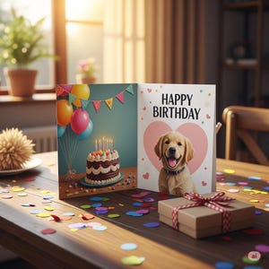 Carte d'anniversaire numérique Golden Retriever | Carte de vœux imprimable pour chien, carte amusante pour amoureux des animaux | Téléchargement instantané
