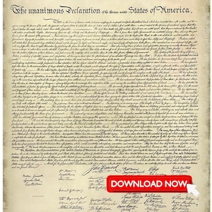 Declaration of Independence High Resolution, America 250th Anniversary, Vintage Parchment Paper Look, 1776 USA Document Digital Download