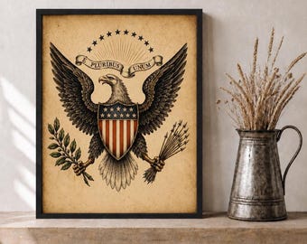 Vintage Federal Eagle Symbol of America | Printable Early American Great Seal Eagle Wall Art | Patriotic Colonial Decor | Digital Download