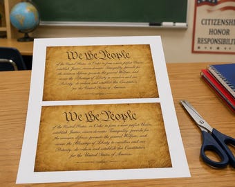 Preamble US Constitution High Resolution, We the People Document School Classroom Decor, Teacher Printables, Vintage Art, Student Studies