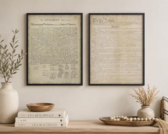 US Constitution and Declaration of Independence High Resolution Bundle, Vintage Patriotic Parchment Paper Look Digital Download, Americana