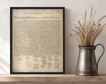 Unabhängigkeitserklärung hohe Auflösung, 250-jähriges Jubiläum Amerikas, Vintage Pergamentpapier-Look, 1776 USA Dokument Digitaler Download