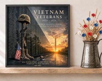 Vietnam Veterans Memorial Wall Art, Memorial Day Decor, Americana, 4th of July Patriotic Printable, Veteran Tribute Gift, American History