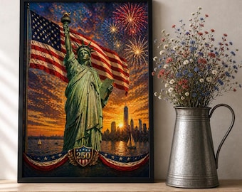 America 250 Statue of Liberty Kunstdruck, 4. Juli, USA Dekoration, USA Dekoration, Souvenir, Dekor, Instant Download