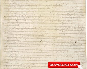 US Constitution High Resolution, We The People JPG Instant Digital Download, Parchment Paper Look