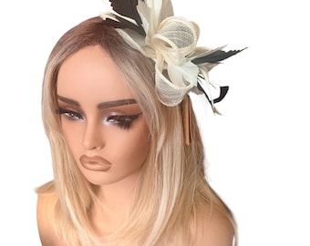 Ivory and black fascinator