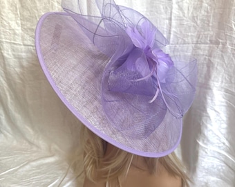 Large Feather Fascinator Hatinator, Floral Mesh Headband (50cm)