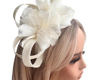 Cream fascinator (custom available) for races, weddings