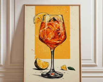 Wydruk koktajlowy Spritz, pomarańczowo-cytrusowy napój na ścianę, nowoczesny wystrój baru