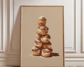 Profiterole Print, French Pâtisserie Illustration, Minimalist Kitchen Decor