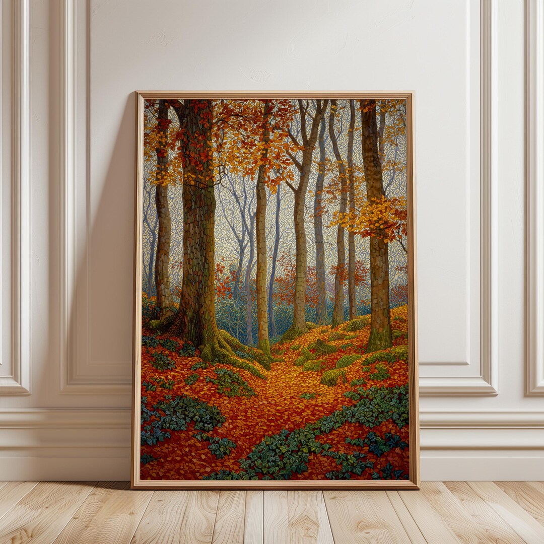 Autumn Forest Print | Woodland Path Wall Art | Fall Trees Nature Poster ...