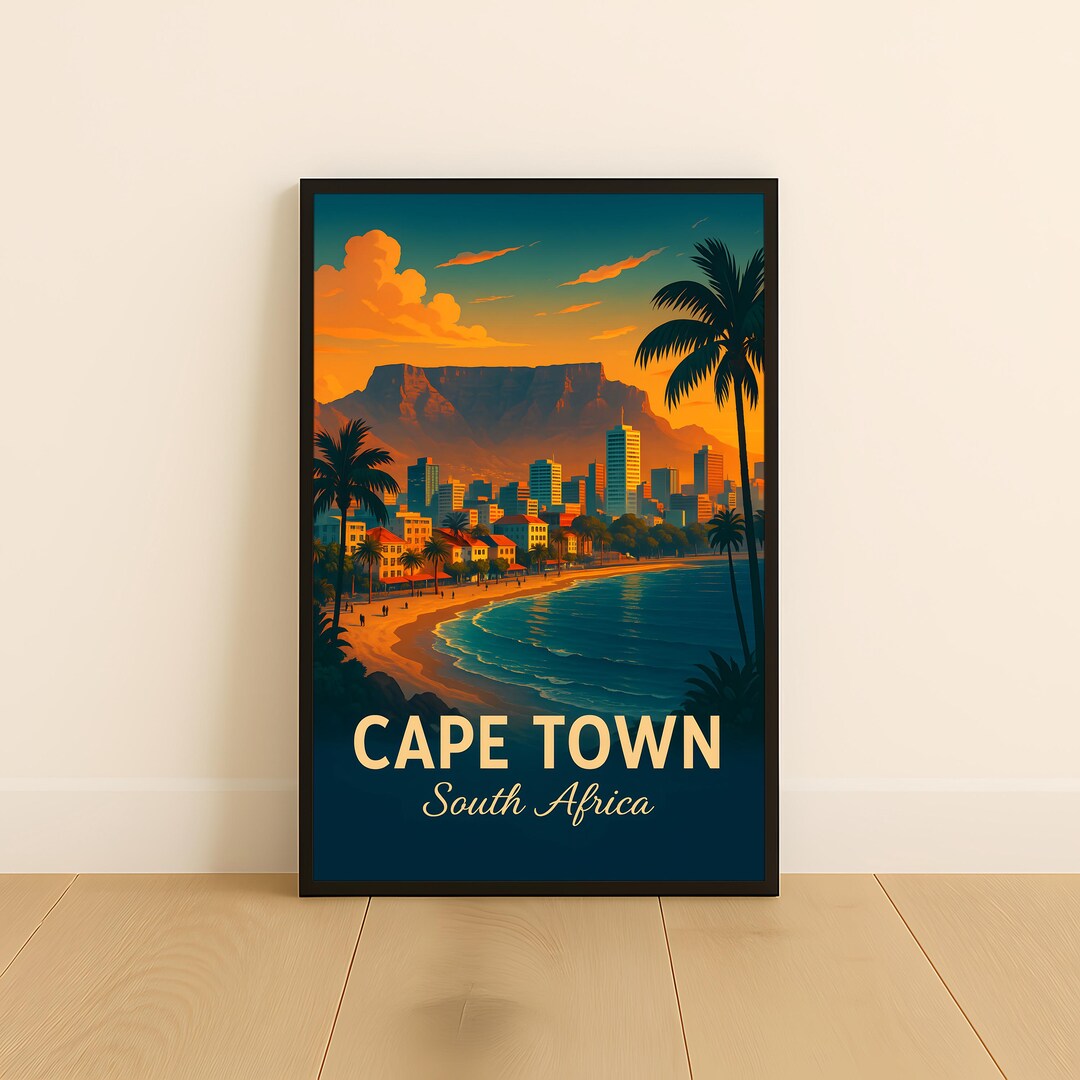 Cape Town Travel Poster – Cape Town South Africa City Print, Digital ...