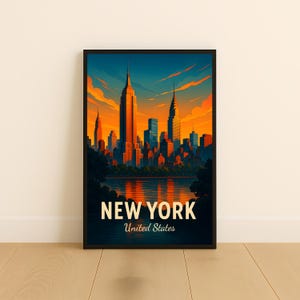New York Travel Poster – United States City Print, Digital Download Wall Art, New York Home Decor, Gift for Travelers, New York Poster