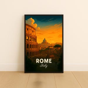 Rome Travel Poster – Rome Italy City Print, Digital Download Wall Art, Rome Home Decor, Gift for Travelers, Rome Poster, Rome Travel Gift