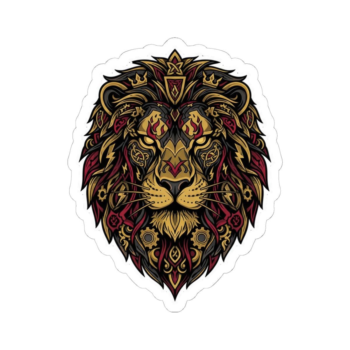 Tribal Lion Sticker - Etsy, image size:1200x1200