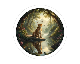Serene Lioness by Forest Pond Sticker | Kiss-Cut Sticker