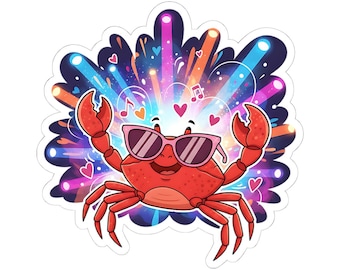 Cool Sunglasses Crab Sticker | Kiss-Cut Vinyl Laptop Decal