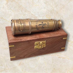 Personalized Brass Telescope  – Engraved Pirate Spyglass –  Boating Gift – Vintage Anniversary Gift for Him – Custom Maritime Decor"