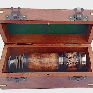 Personalized Brass Telescope – Engraved Pirate Spyglass –  Boating Gift – Vintage Anniversary Gift for Him – Custom Maritime Decor"