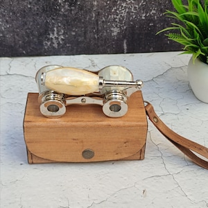 Personalized Brass Opera Glasses with Engraved Leather Case - Vintage Binoculars