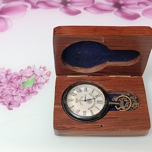 Personalised Pocket Watch, Pocket watch with wooden box, Engraved Pocket Watch, Custom Gift For Him, Unique Anniversary or birthday gift