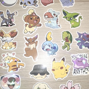 Pokémon Stickers • Pack of 20 Holographic & Matte Decals • Creative Fandom Stickers for Notebooks, Planners and Laptops • Quillia