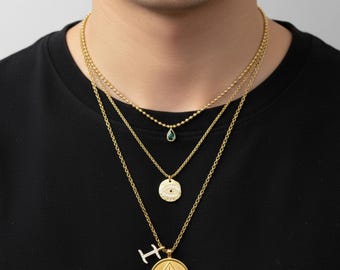 Brad Pitt F1 Inspired Layered Mixed-Metal Pendant Necklace, Ace of Spades