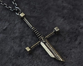 Dark Sword Pendant Necklace Gothic Medieval Blade Charm Viking Fantasy Stainless Steel
