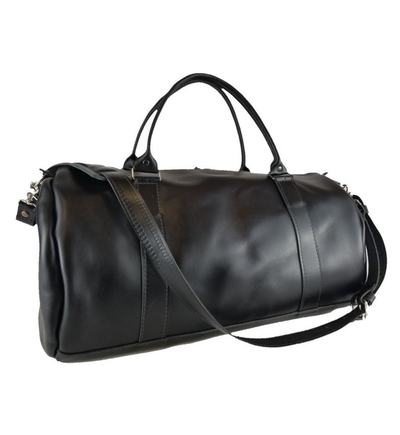 Rimini Black Leather Duffel Bag - Etsy