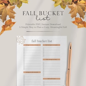 Fall Bucket List Printable PDF | Cozy Autumn Planner Page | Seasonal To-Do List Template | Fall Activities Checklist | Instant Download