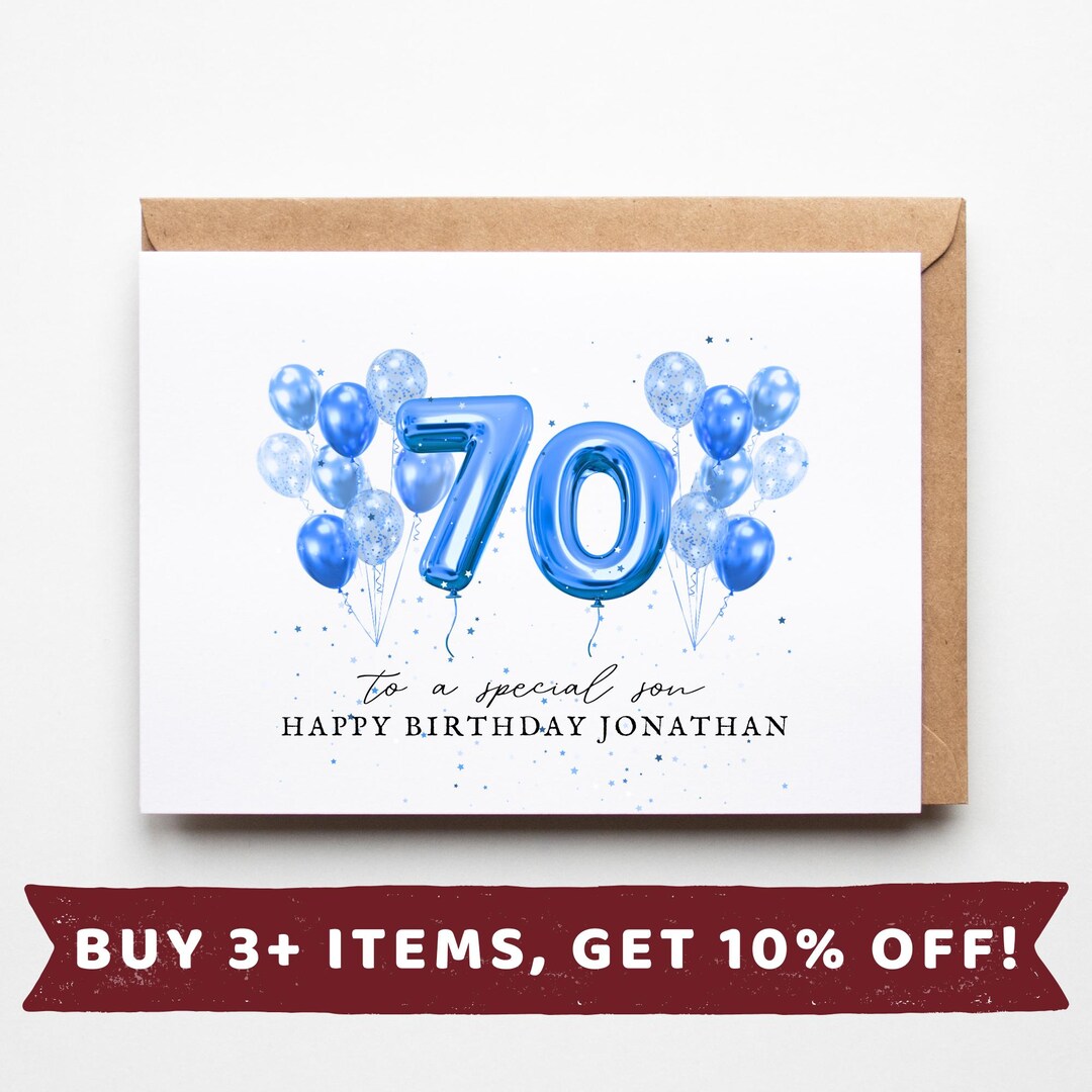 Son 70th Birthday Card Son 70th Birthday Cards Son 70th Birthday Gift ...