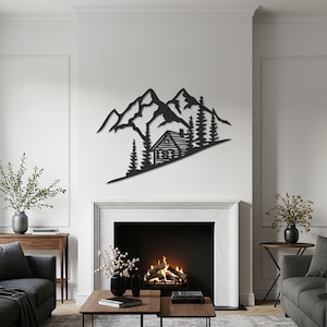 Mountain Wall Art, Forest Wall Decor, Rustic Decor, Lodge Decor, Metal Wall Art, Cabin Decor, Outdoor Gift, Adventure Gift, Lodge Gift