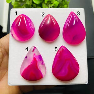 Cabujones de ágata rosa en forma de pera: piedra preciosa suelta de base plana
